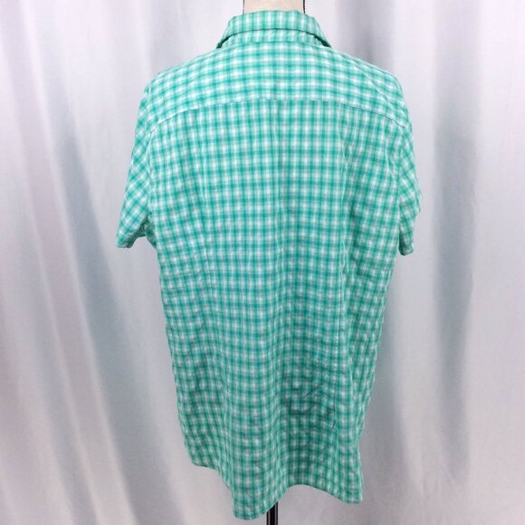 Eddie Bauer Top Womens Size 2XL Short Sleeve Button Down Green Plaid Travel - Picture 3 of 7